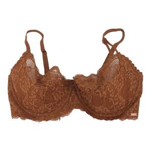 Love, Vera Underwire Balconette Bra 36D Floral Lace Soft Cups Butter Toffee NWT
